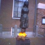 Photo of Bersac sitting on at the Anne Frank Monument