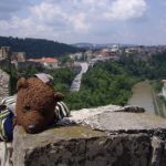 Bearsac lying front down on Veliko Tarnavo Fortress wall