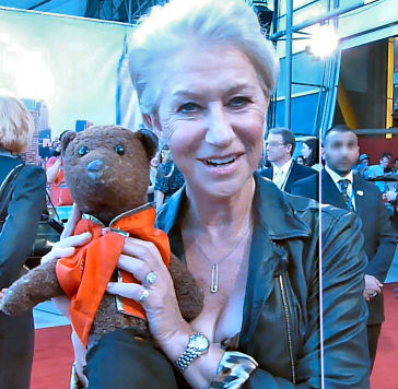 Helen Mirren holding Bearsac