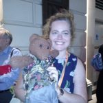 Speranza Scappucci holding teddy bear, Bearsac