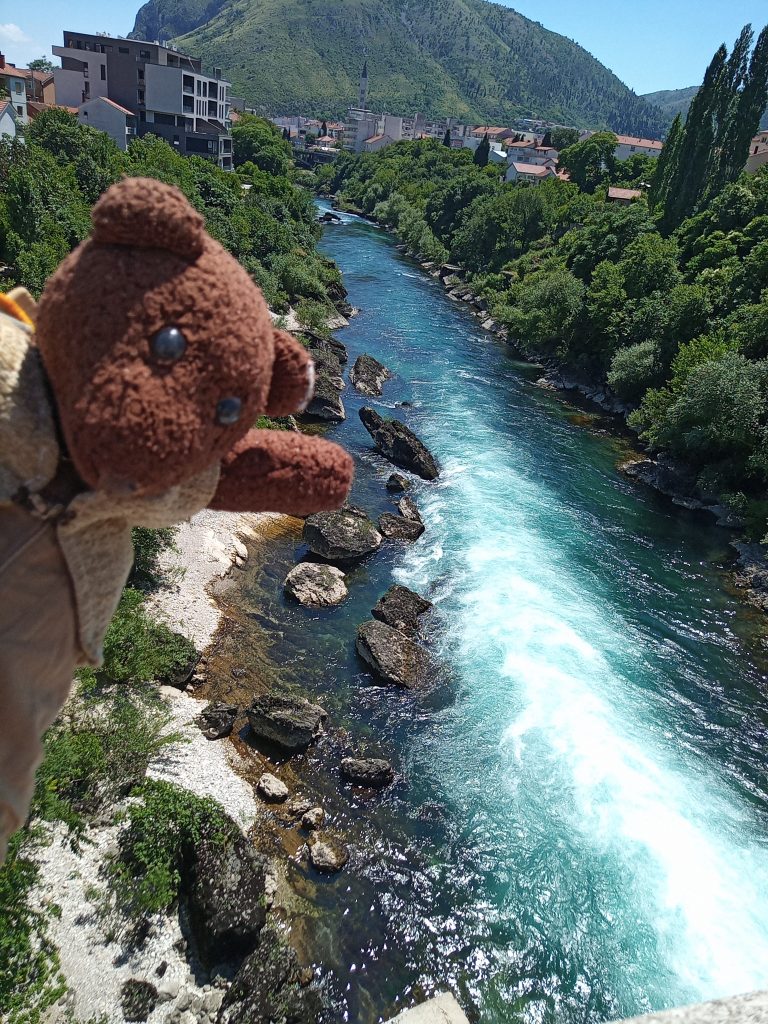 Bearsac in foregrpund of Neretva River