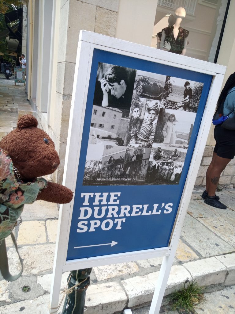 Bearsac beside poster fot eh Durrell's tour