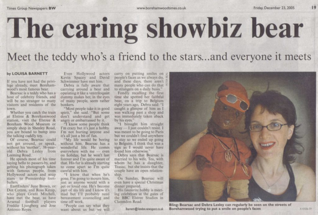 Photo of Bearsac article in the Borehamwood Times 2005