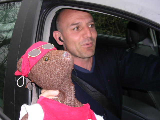 Steve Bould holding Bearsac