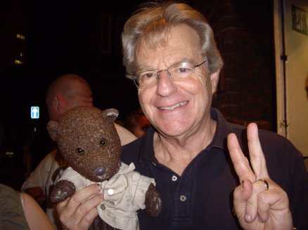 Jerry Springer holding Bearsac