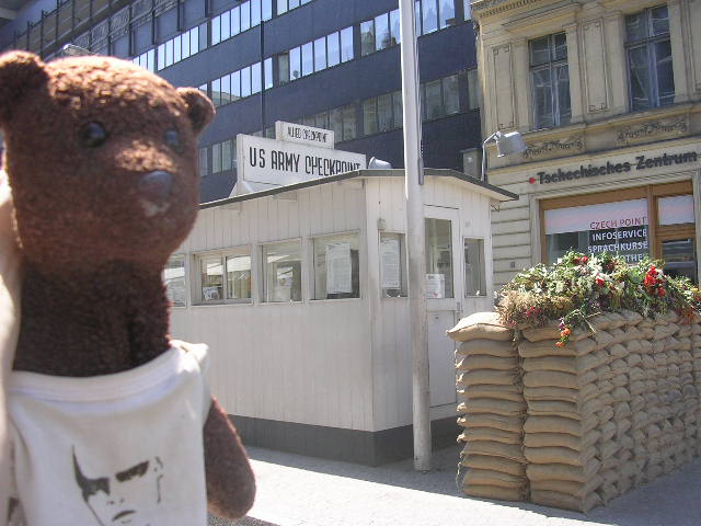 Bearsac beside CheckPoint Charlie