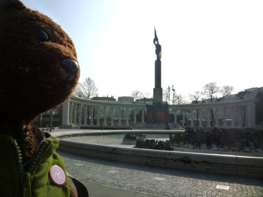 Bearsac in foreground of the Soviet War Memorial