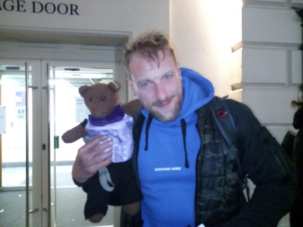 Bearsac being held by Günther Groissböck