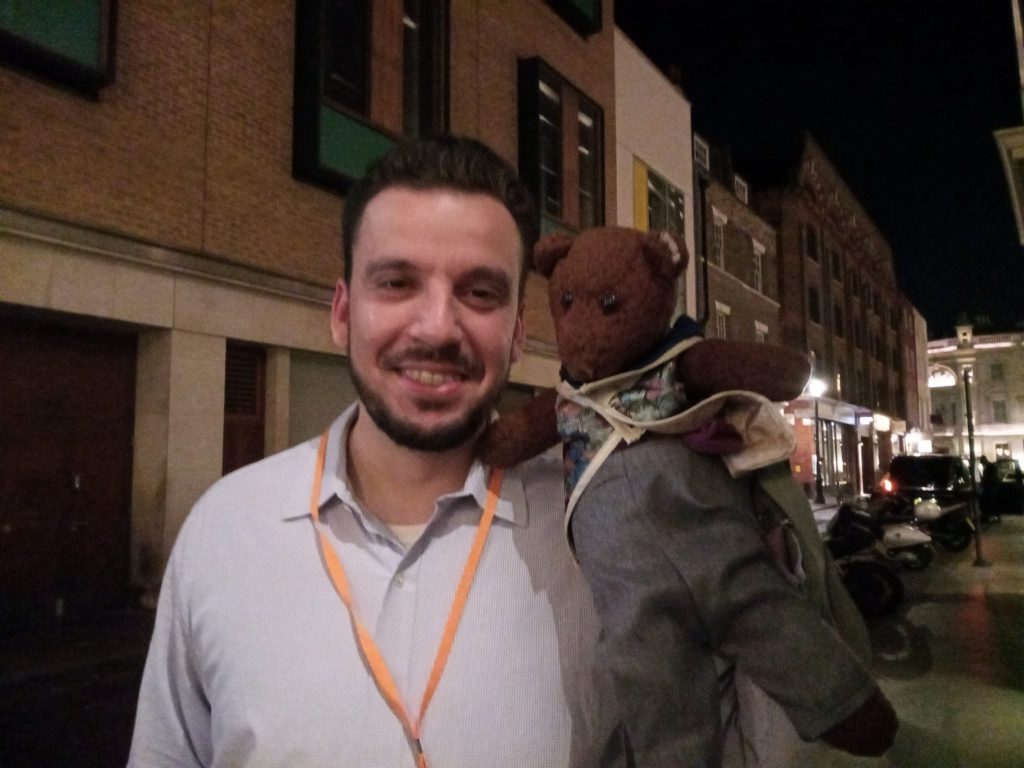 Alexander Köpecz holding teddy bear Bearsac