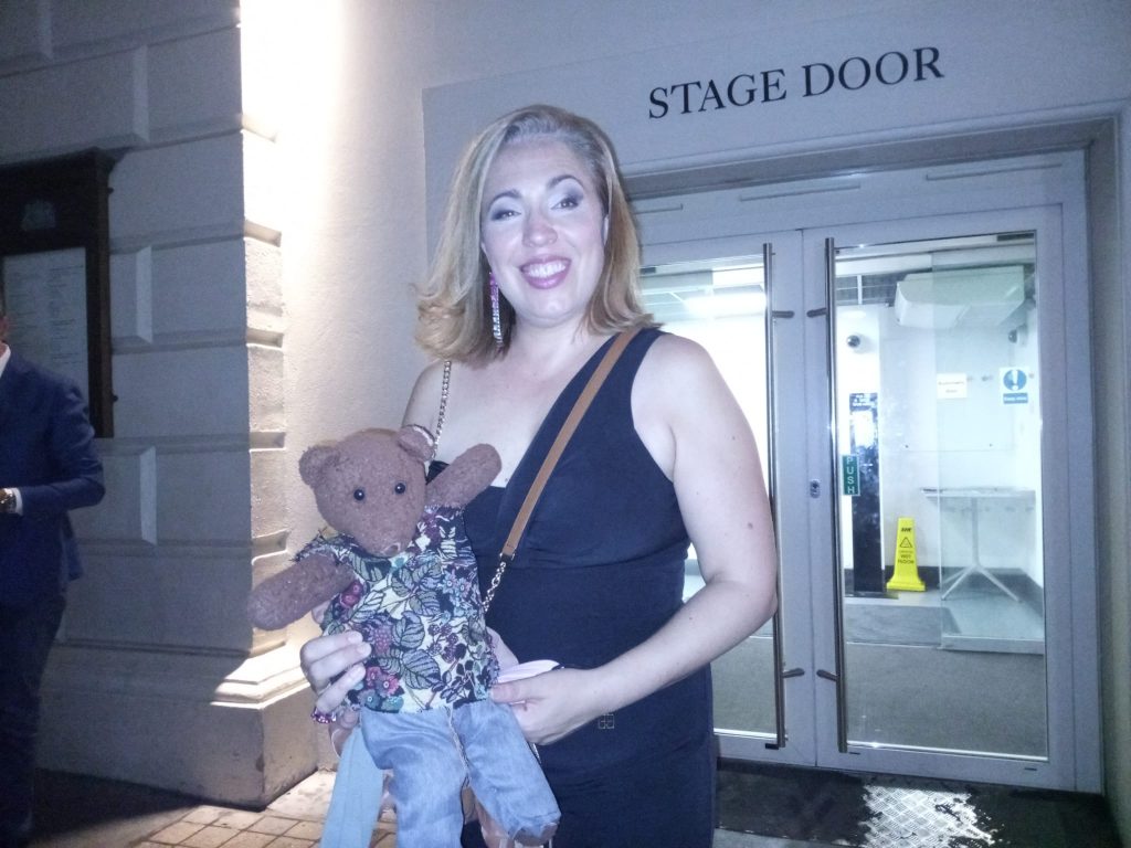 Maria Jose Siri holding teddy bear, Bearsac