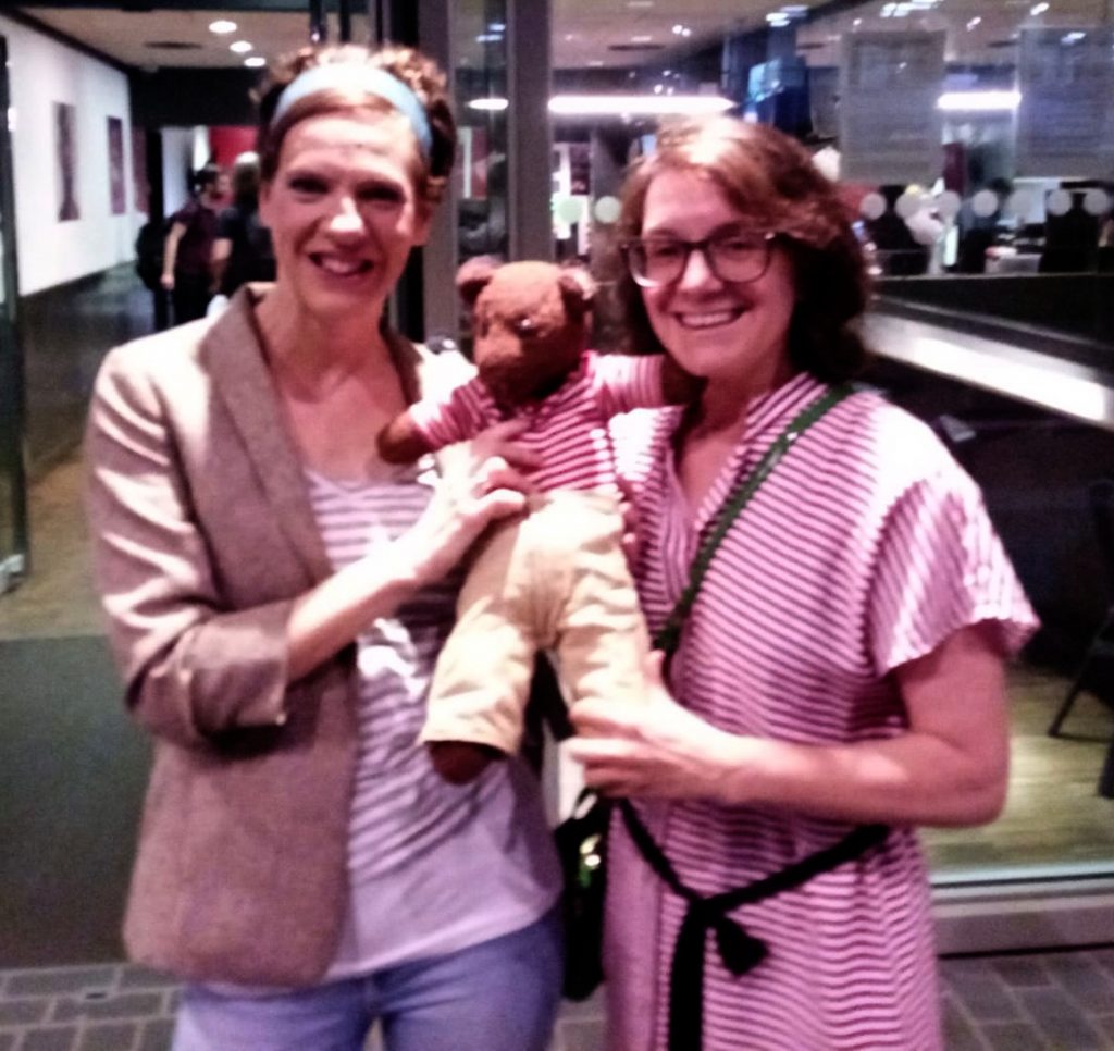 Francesca Martinez and Debra holding Bearsac