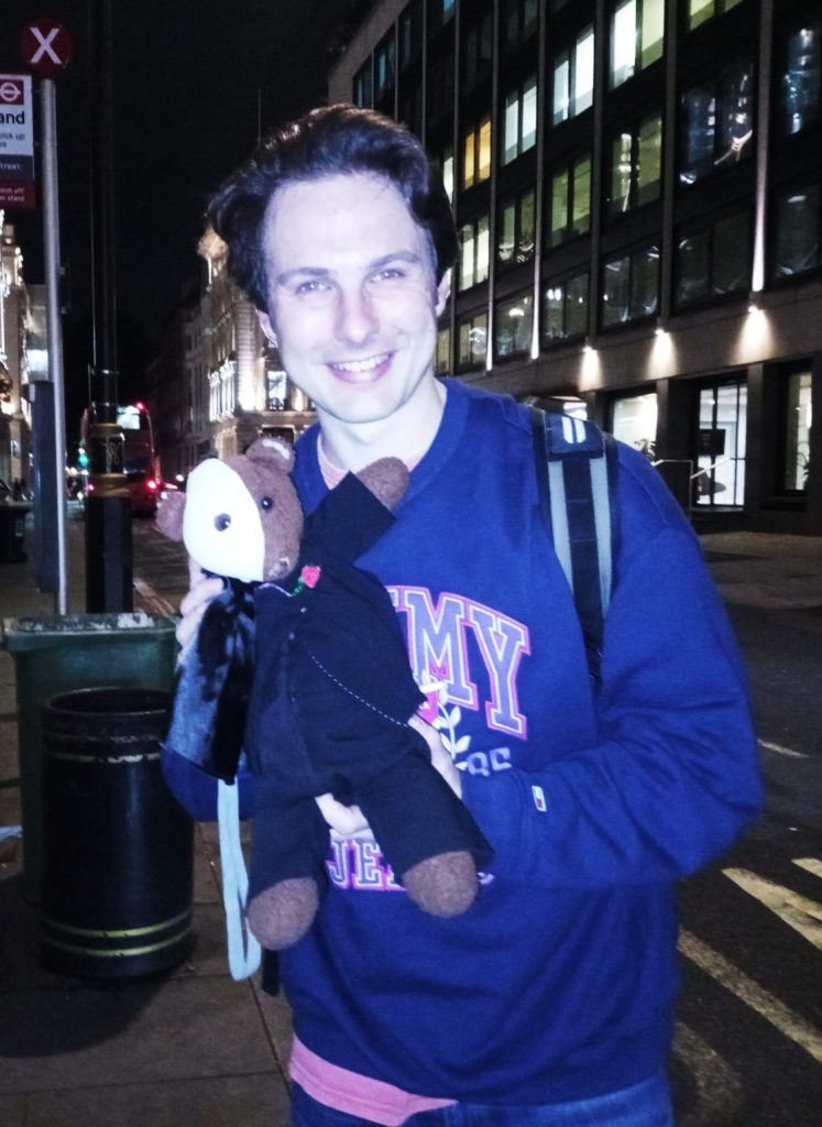 Matt Blaker holding Bearsac
