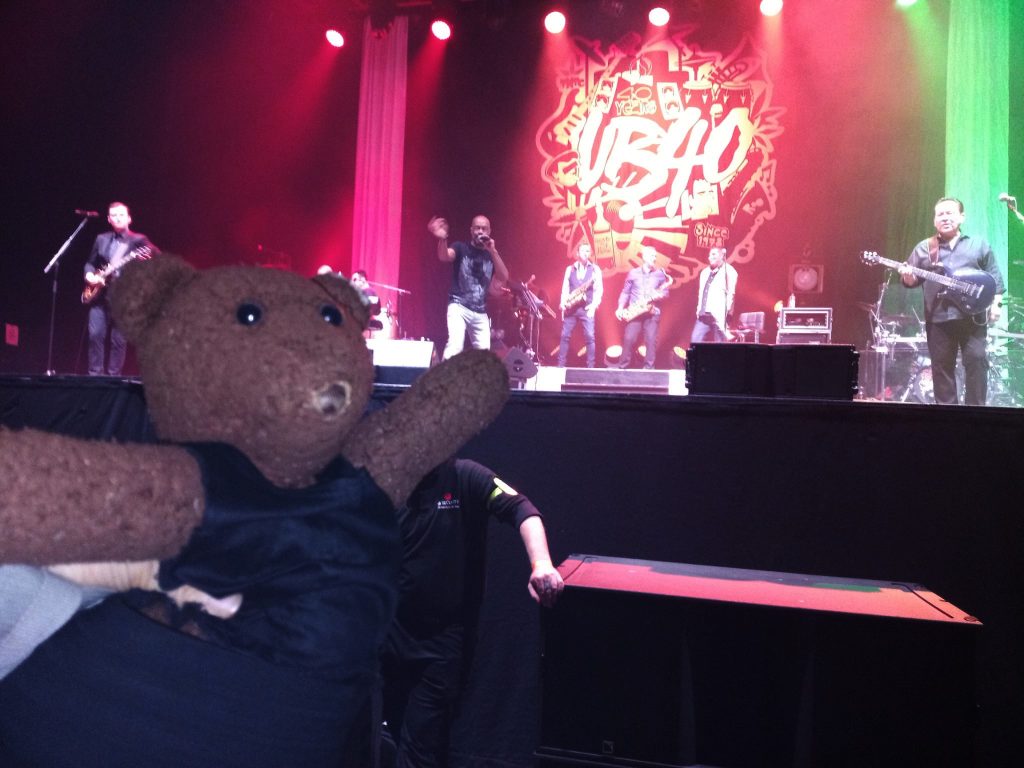 Bearsac in foreground of UB40 on stage