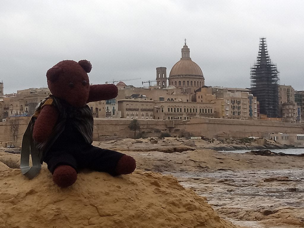 Bearsac in forground of Valletta cityscape