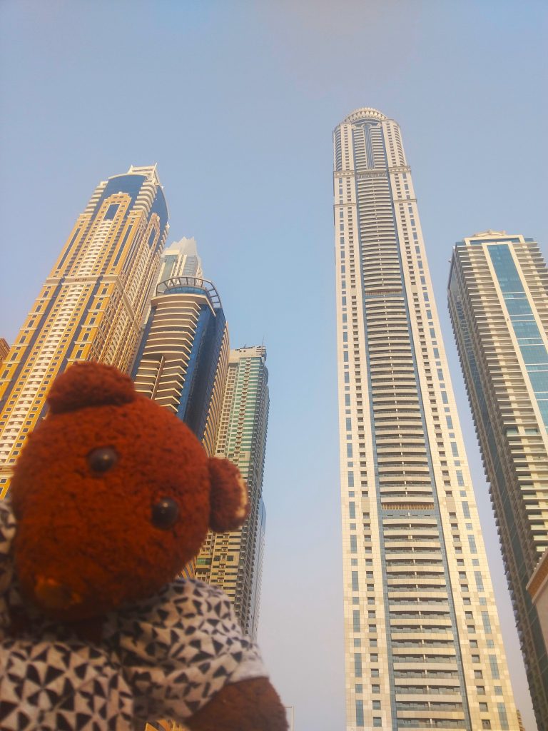 Bearsac the teddy bear in foreground of