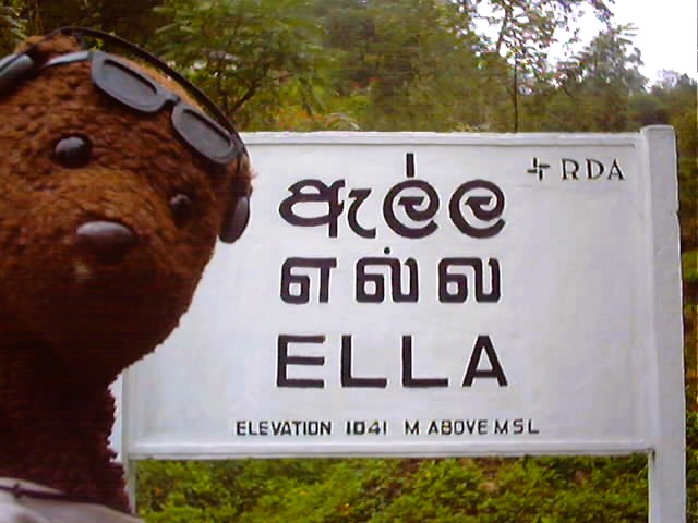 Bearsac in the forground a a sign for Ella.