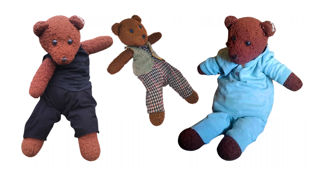 Three cut outs of Bearsac on a hero image.
